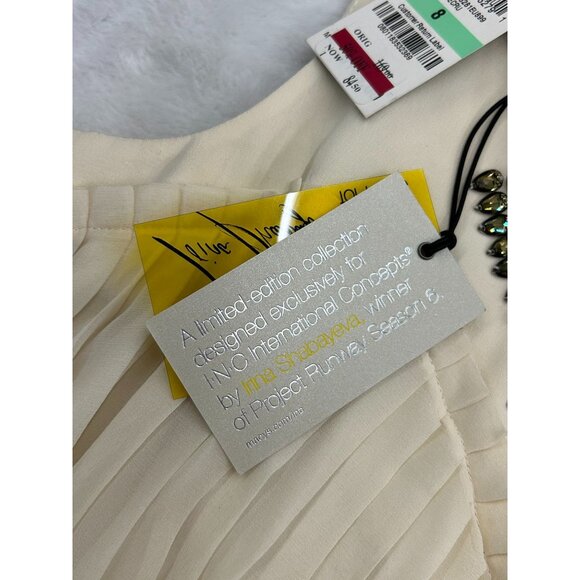 INC Womens Irina Capsule 8 Cream Bejeweled Neckline Sleeveless Dress 100% Silk - Picture 14 of 14